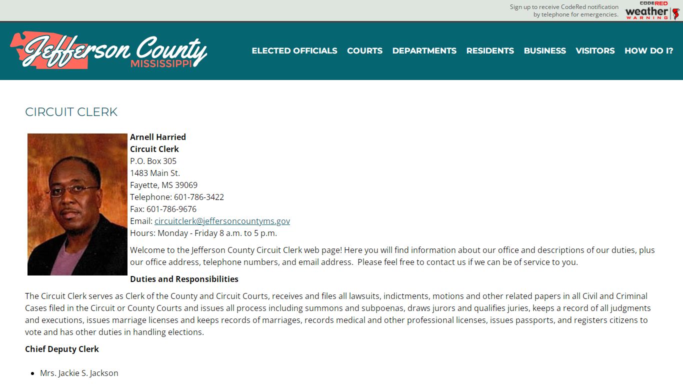 Circuit Clerk | Jefferson County, MS